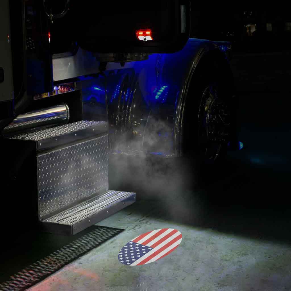 Oval USA Flag Projector LED Door Light for Peterbilt & Kenworth - Passenger Side - Thumbnail 5