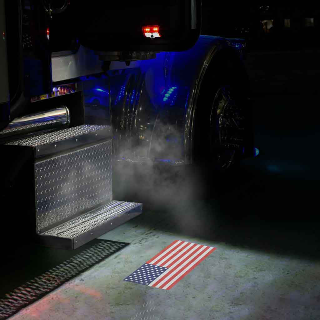 Rectangle USA Flag Projector LED Door Light for Peterbilt & Kenworth - Passenger Side - Thumbnail 7