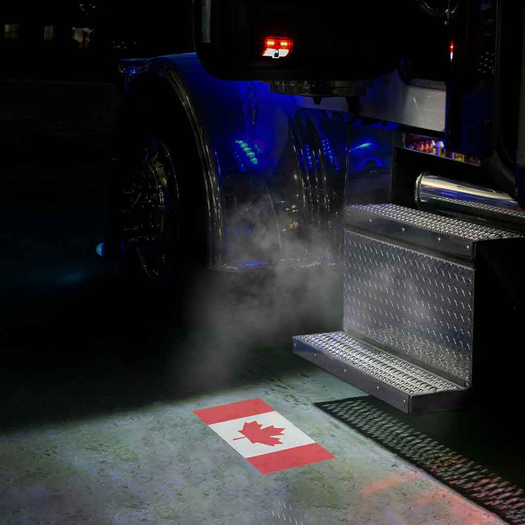 Canada Flag Projector LED Door Light for Peterbilt & Kenworth - Driver Side - Thumbnail 6