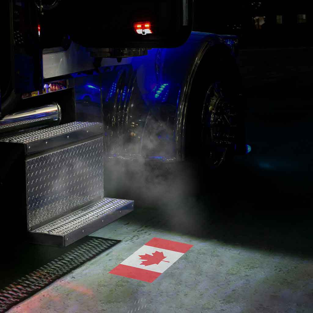 Canada Flag Projector LED Door Light for Peterbilt & Kenworth - Passenger Side - Thumbnail 8