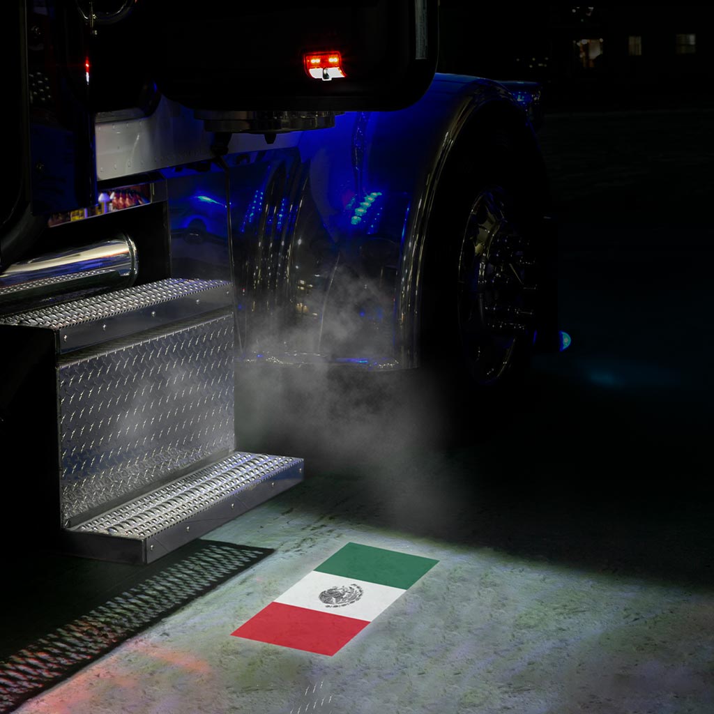 Mexico Flag Projector LED Door Light for Peterbilt & Kenworth - Passenger Side - Thumbnail 3