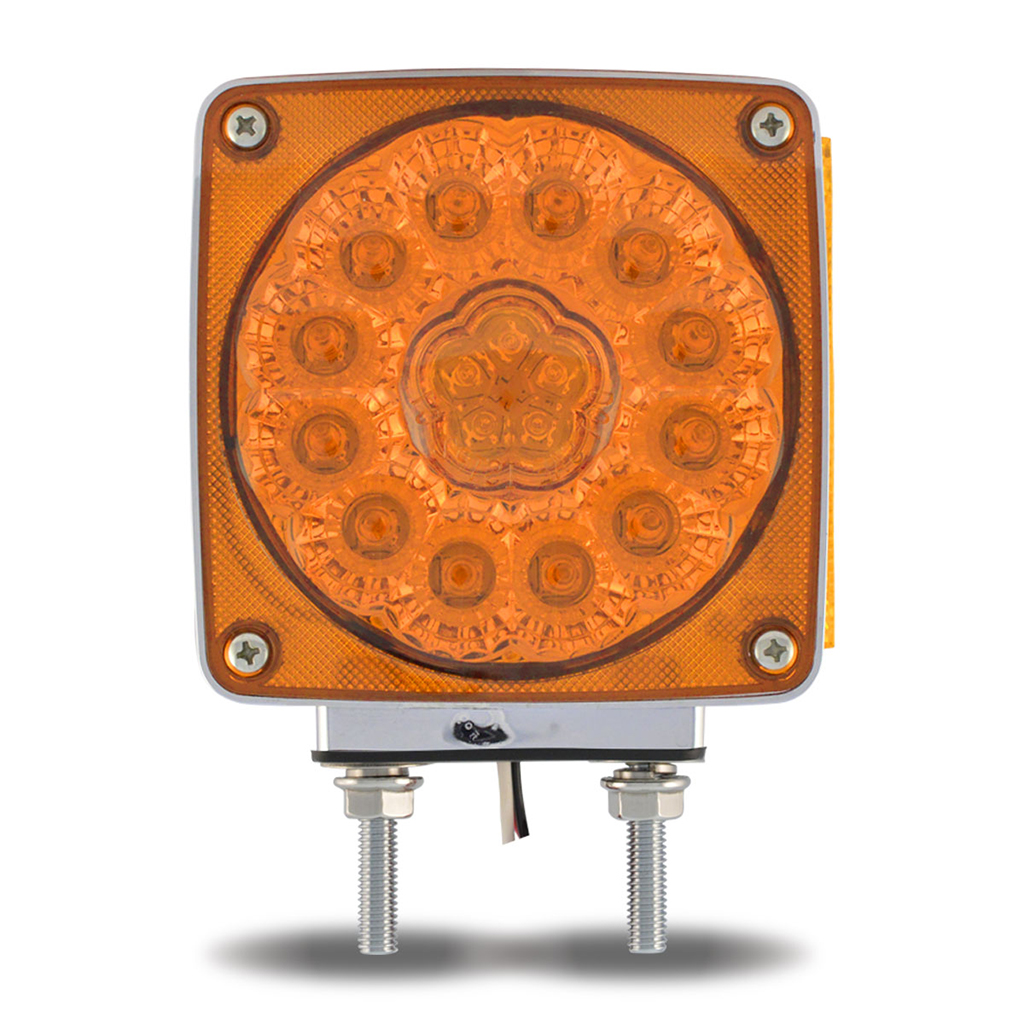 Amber/Amber Turn & Marker Square Double Face LED Light - Double Post | 36 Diodes | Amber Lens | Driver Side - Thumbnail 2