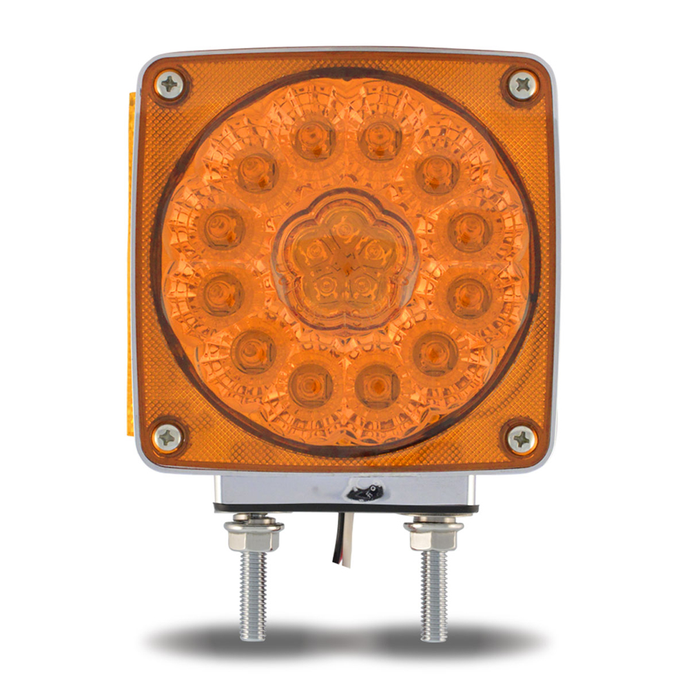 Amber/Amber Turn & Marker Square Double Face LED Light - Double Post | 36 Diodes | Amber Lens | Passenger Side