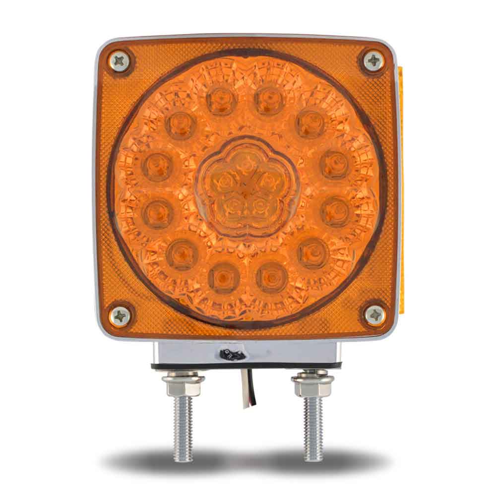 Amber/Amber Turn & Marker Square Double Face LED Light - Double Post | 36 Diodes | Amber Lens | Passenger Side - Thumbnail 3