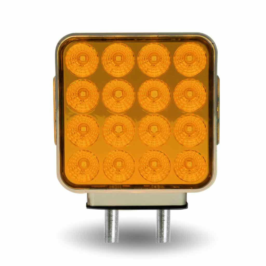 Amber/Red Turn & Marker Square Reflector Double Face LED Light - Double Post | 38 Diodes | Amber/Red Lens - Thumbnail 3