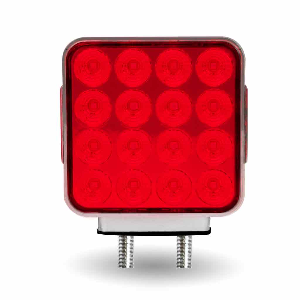Amber/Red Turn & Marker Square Reflector Double Face LED Light - Double Post | 38 Diodes | Amber/Red Lens - Thumbnail 6