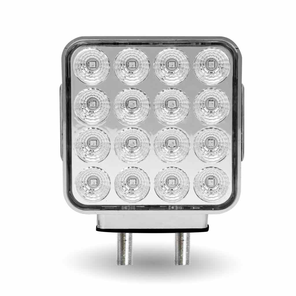 Amber/Red Turn & Marker to Blue Auxiliary Square Reflector Double Face LED Light - Double Post | 38 Diodes | Clear Lens - Thumbnail 6