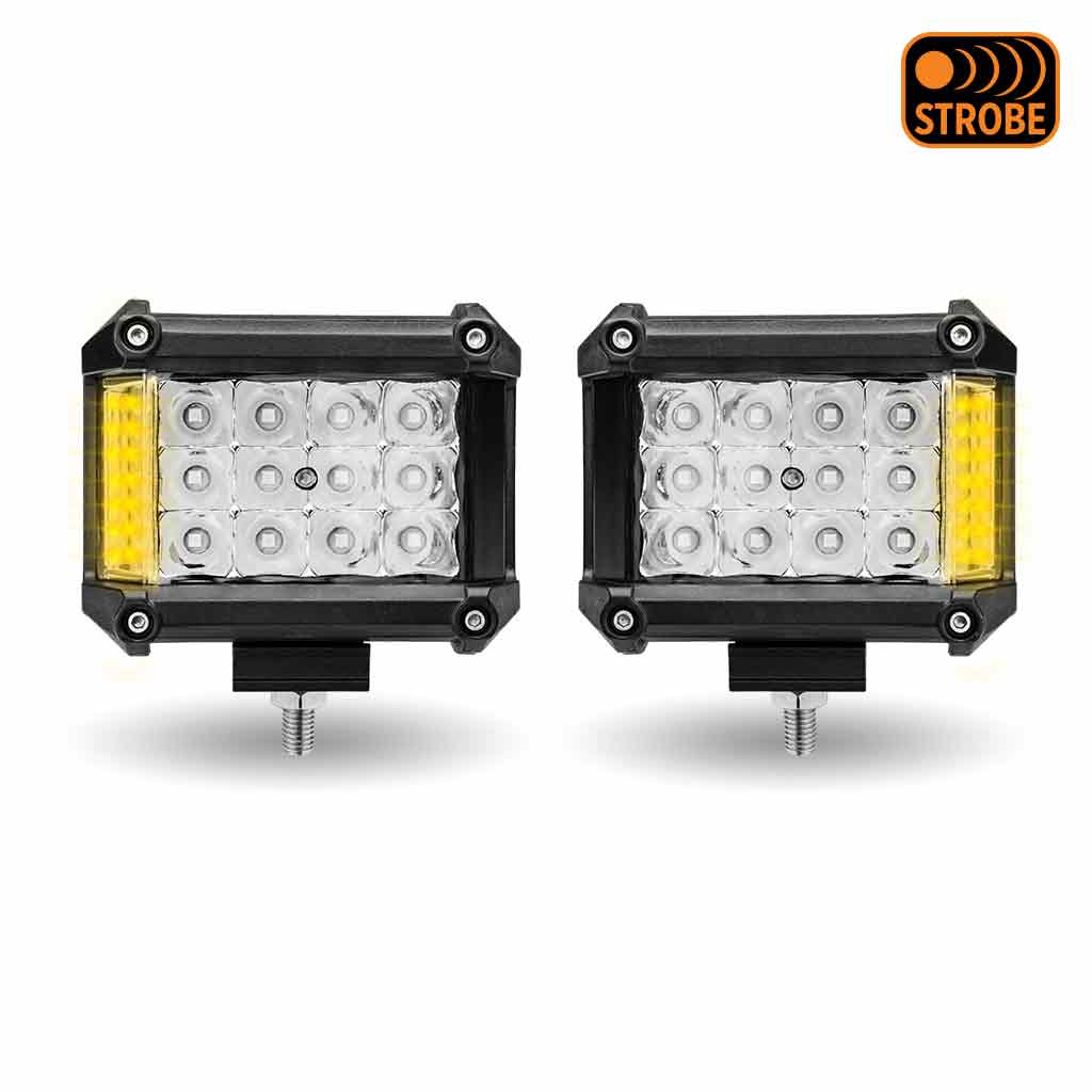 4" Cube LED Work Lamps with Amber Strobe Function (Pair) - Spot Beam | 1800 Lumens (Each) - Thumbnail 11