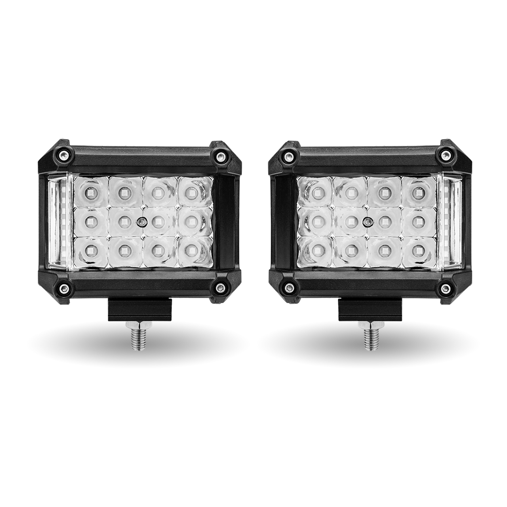 4" Cube LED Work Lamps with Red Strobe Function (Pair) - Spot Beam | 1800 Lumens (Each) - Thumbnail 7