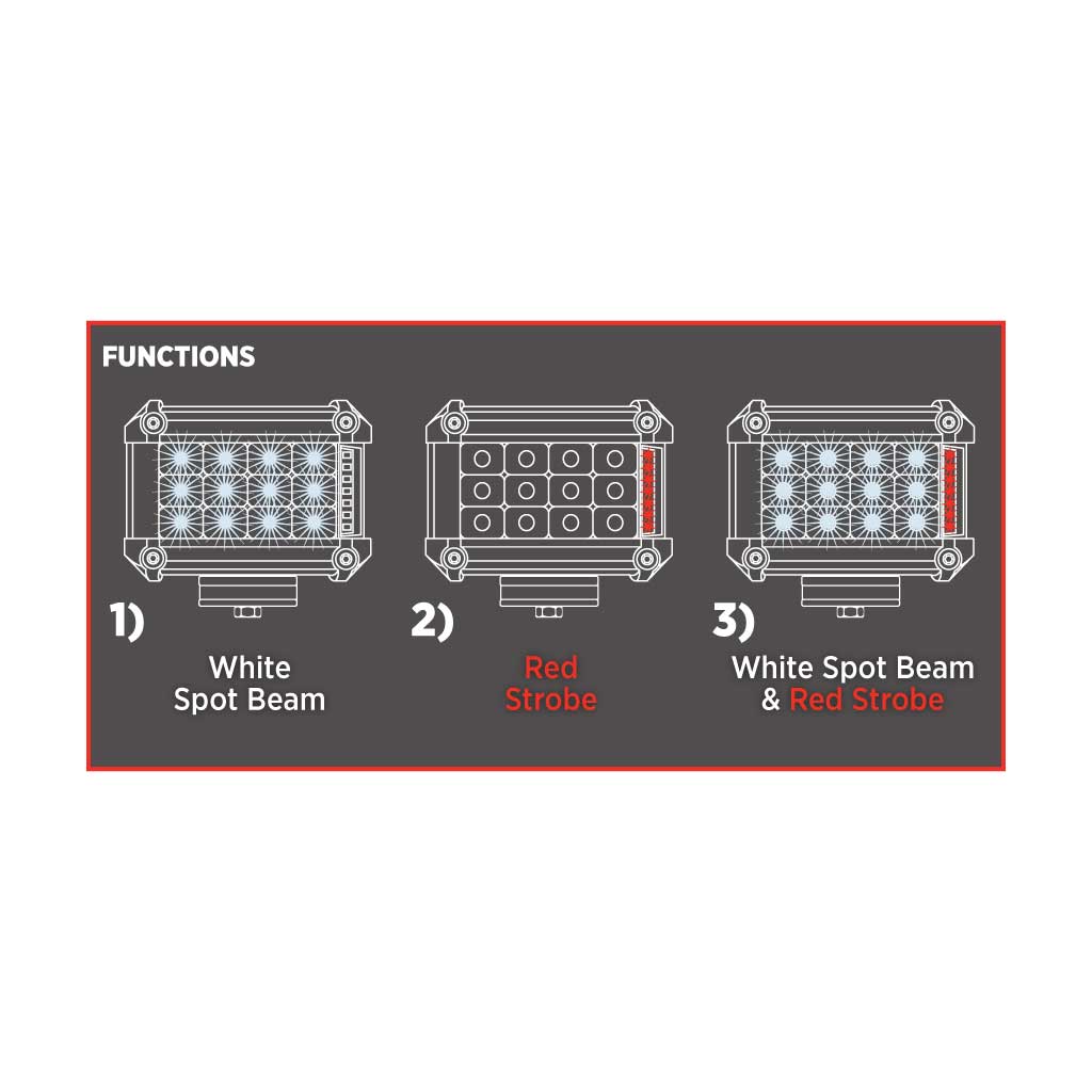 4" Cube LED Work Lamps with Red Strobe Function (Pair) - Spot Beam | 1800 Lumens (Each) - Thumbnail 9