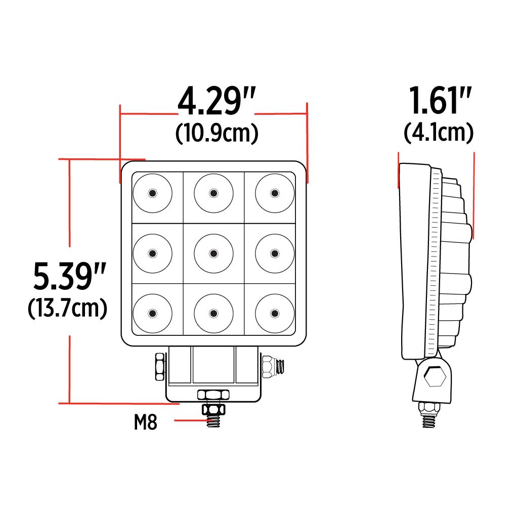 4" Value Series Square LED Work Lamp - Flood Beam | 1600 Lumens - Thumbnail 6