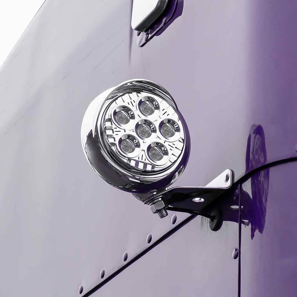 5" Legacy Series Chrome Round LED Work Light with Sleek Housing & 4 Position Visor - Spot Beam | 2000 Lumens