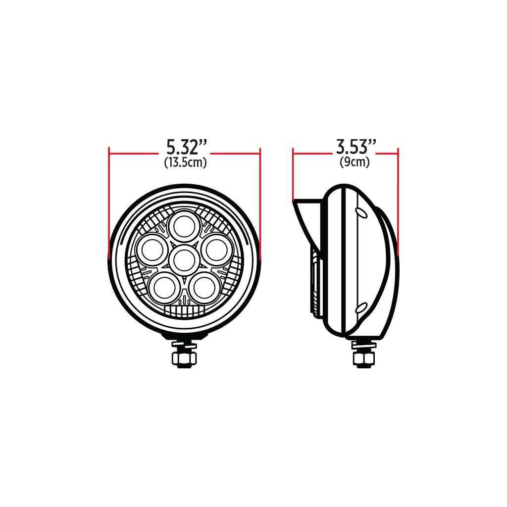 5" Legacy Series Chrome Round LED Work Light with Sleek Housing & 4 Position Visor - Spot Beam | 2000 Lumens - Thumbnail 2