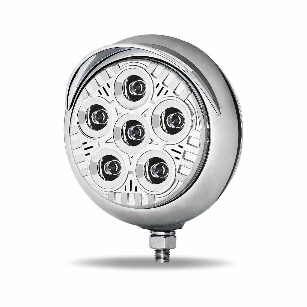 5" Legacy Series Chrome Round LED Work Light with Sleek Housing & 4 Position Visor - Spot Beam | 2000 Lumens - Thumbnail 4