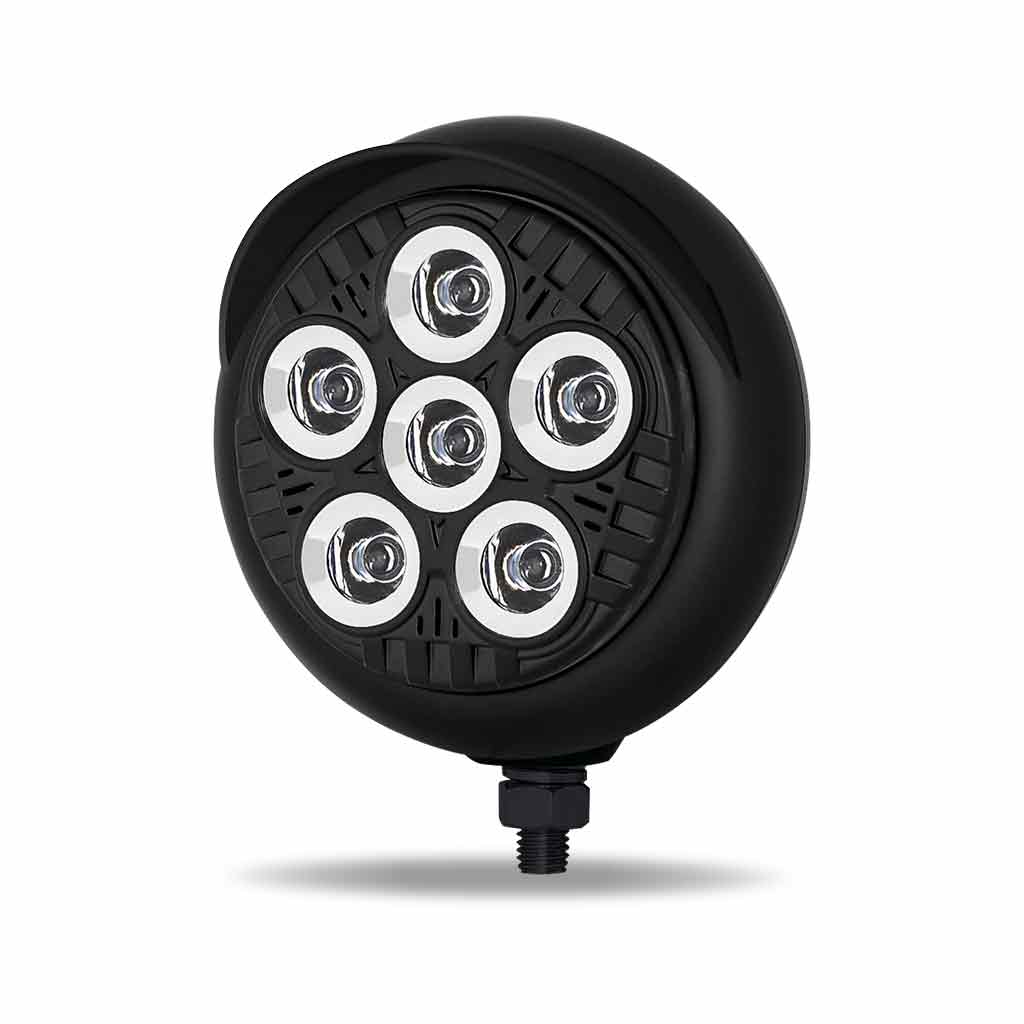 5" Legacy Series Black Round LED Work Light with Sleek Housing & 4 Position Visor - Spot Beam | 2000 Lumens - Thumbnail 2