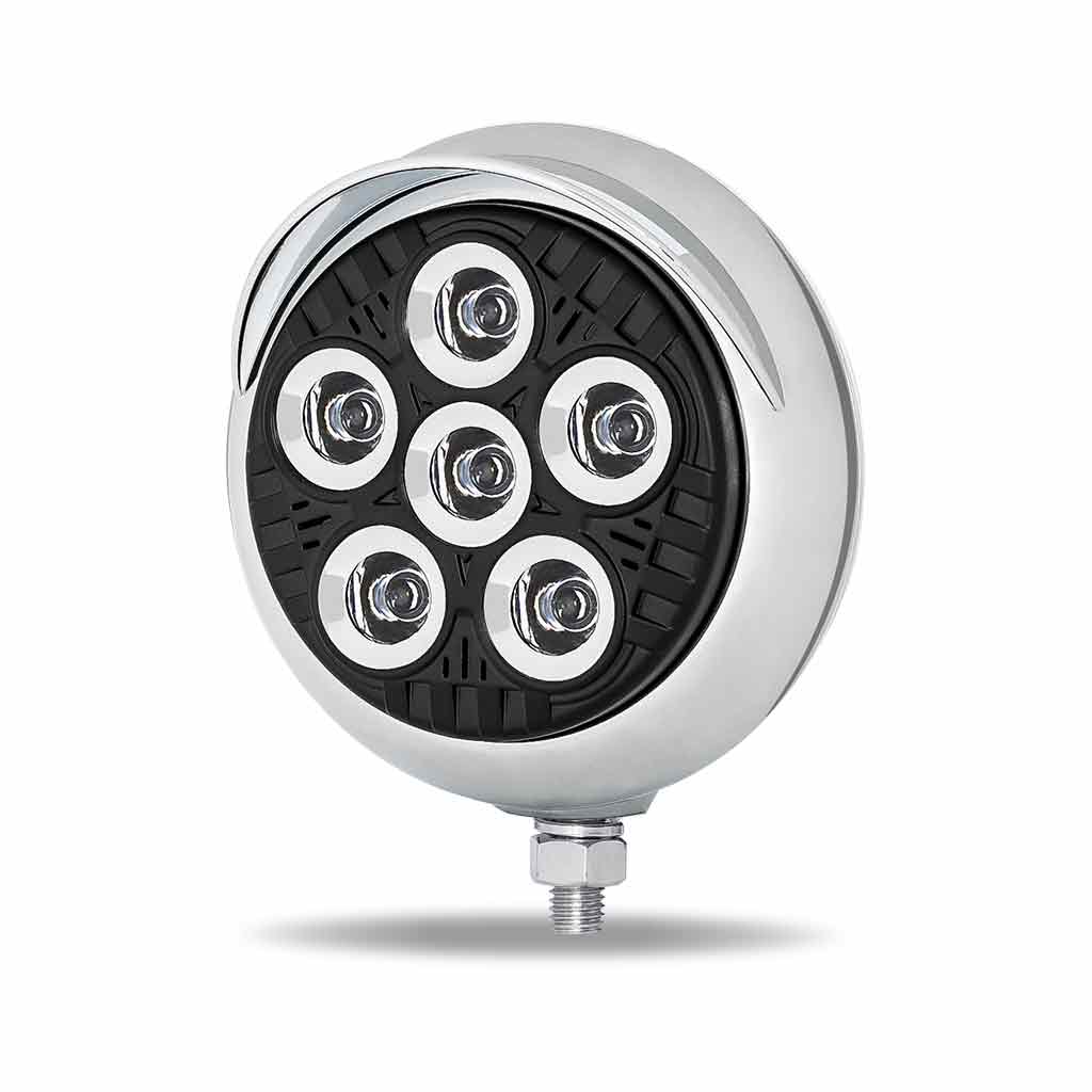 5" Legacy Series Chrome/Black Round LED Work Light with Sleek Housing & 4 Position Visor - Spot Beam | 2000 Lumens - Thumbnail 3