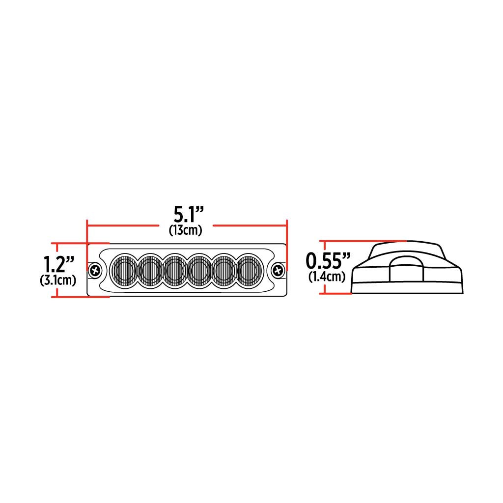 Class 1 Warning Series Surface Mount Slim LED Directionals - Amber Strobe | 36 Flash Patterns | 6 Diodes - Thumbnail 5