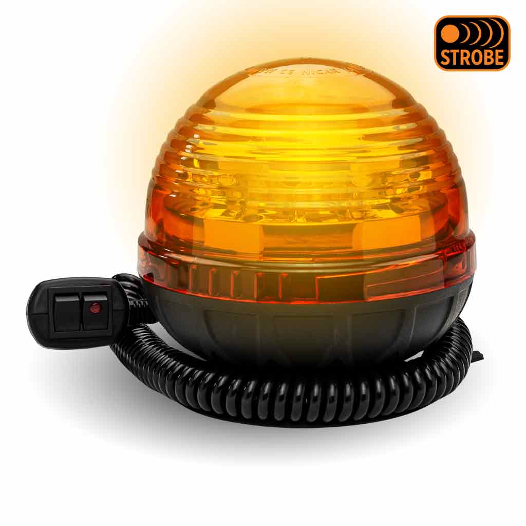 Beacon Dome Vacuum Magnetic Mount LED Warning Light - Amber Strobe | 3 Flash Patterns - Thumbnail 3