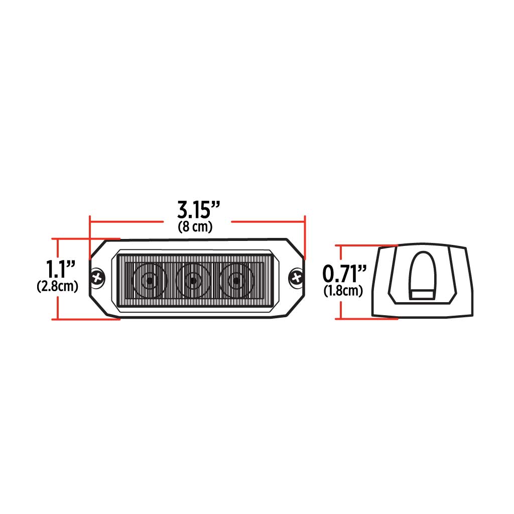 Class 1 Warning Series Surface Mount LED Directionals - Amber Strobe | 36 Flash Patterns | 3 Diodes - Thumbnail 2