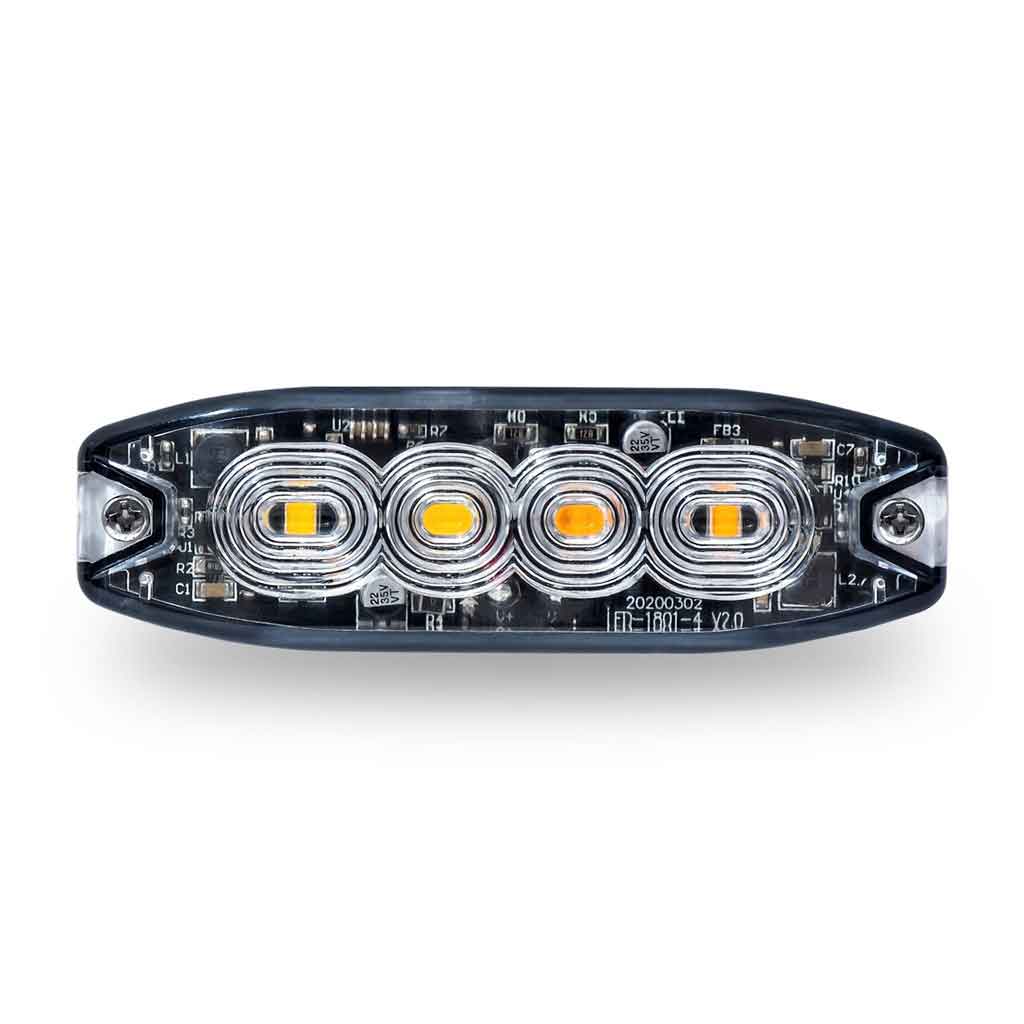 Class 1 Warning Series Surface Mount Split 2-color Slim LED Directional - White & Amber | 36 Flash Patterns | 4 Diodes - Thumbnail 2