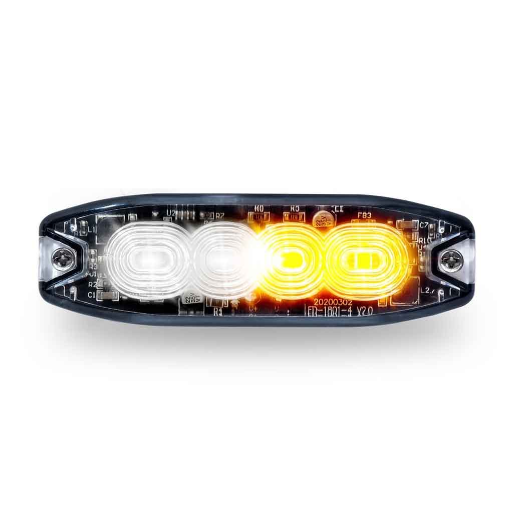 Class 1 Warning Series Surface Mount Split 2-color Slim LED Directional - White & Amber | 36 Flash Patterns | 4 Diodes - Thumbnail 3