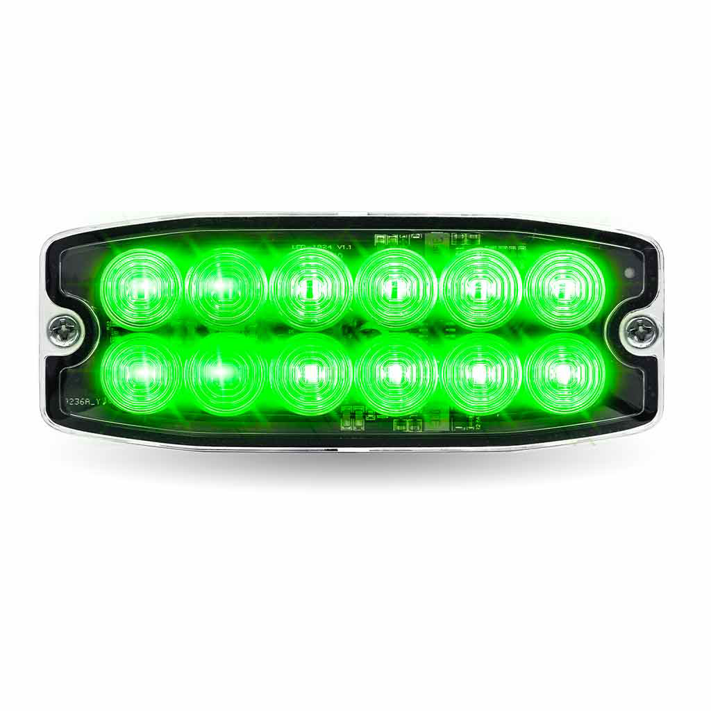 Dual Solid Color Directional LED Slim Surface Strobe Light - Amber / Green Strobe - Thumbnail 3