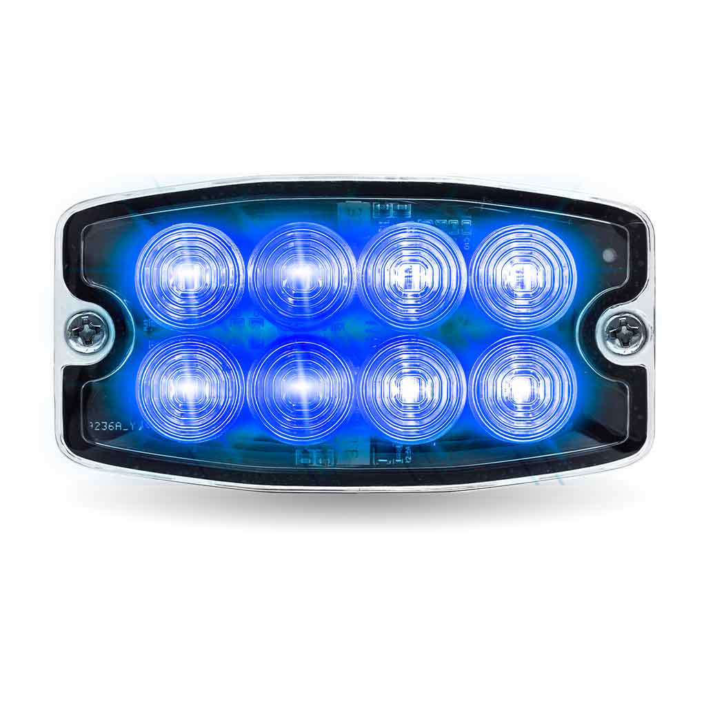 Dual Solid Color Directional LED Slim Surface Strobe Light - Amber / Blue Strobe - Thumbnail 3