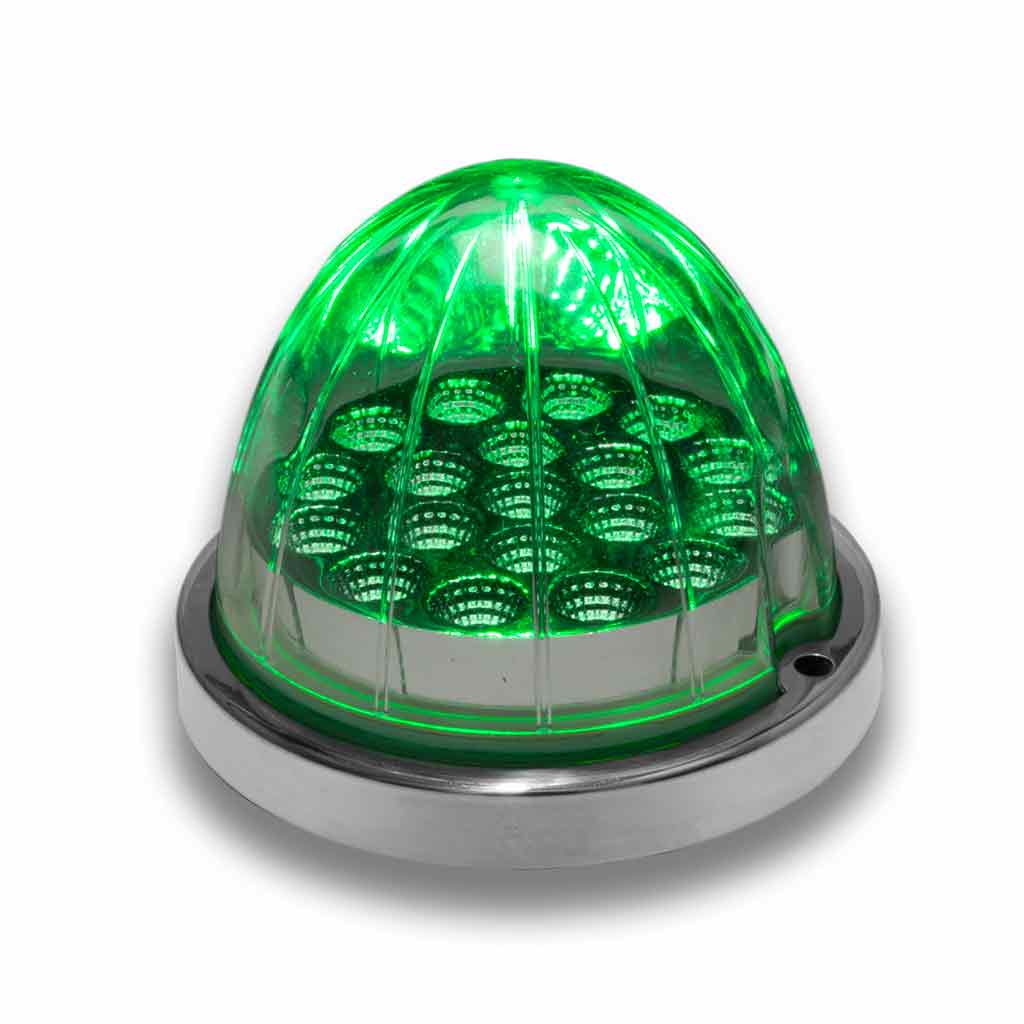 Amber Clearance & Marker to Green Auxiliary Watermelon LED Light - 19 Diodes