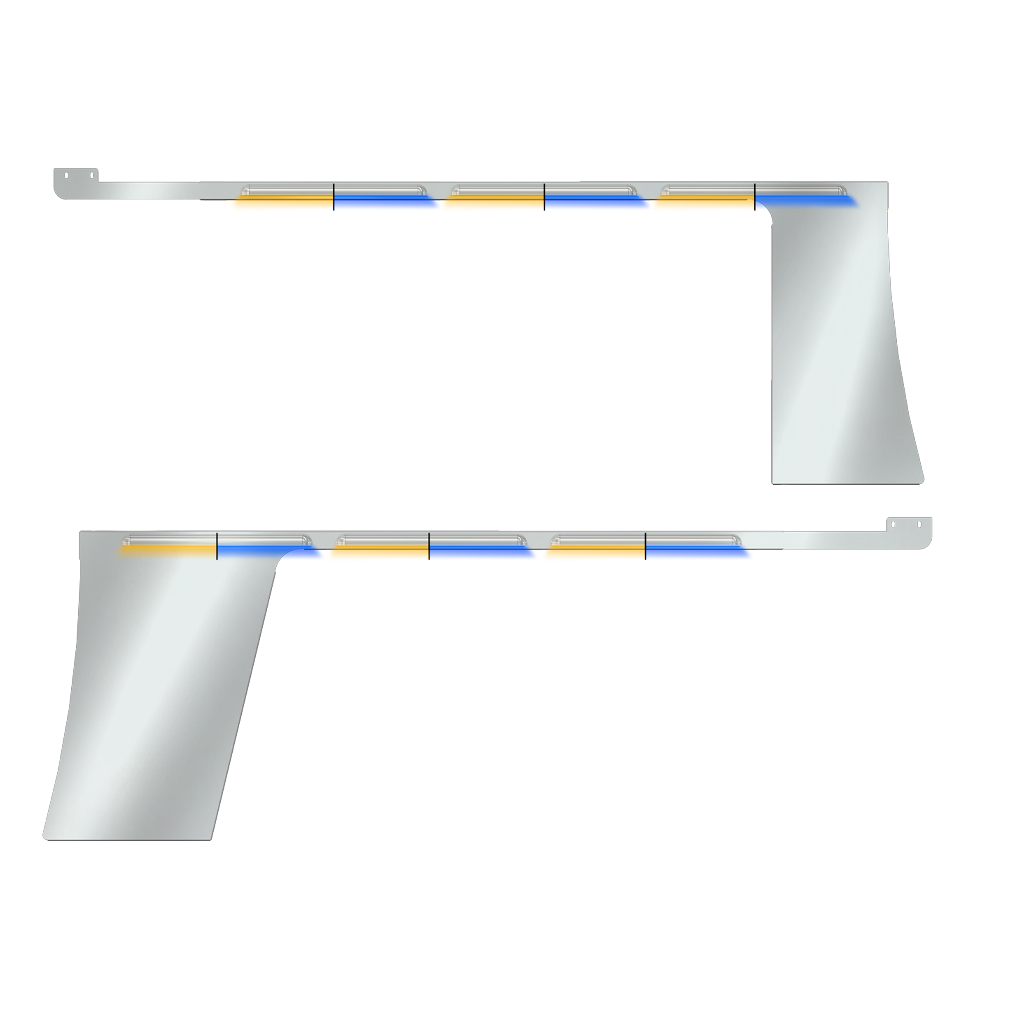 PB. 389 Long Hood Louvered Cab & Cowl Panel Kit (2013+) - Dual Glow Strips (Amber/Blue) | 1.3125" Face