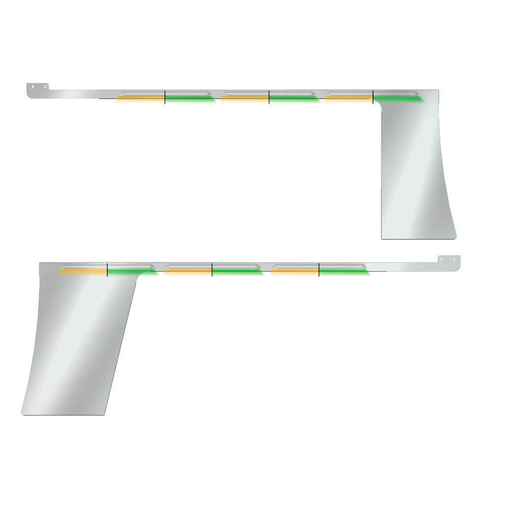 PB. 389 Long Hood Louvered Cab & Cowl Panel Kit (2013+) - Dual Glow Strips (Amber/Green) | 1.3125" Face