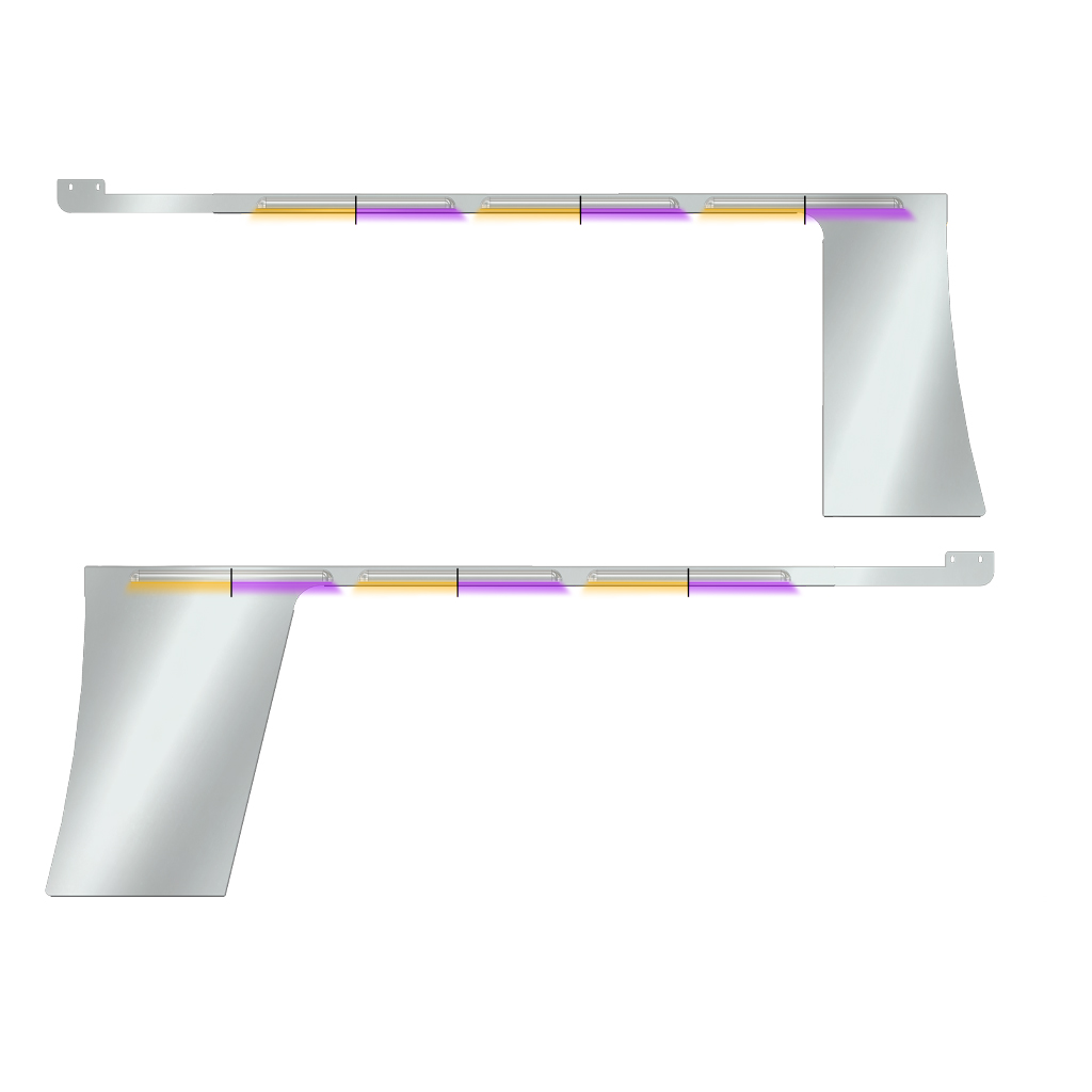 PB. 389 Long Hood Louvered Cab & Cowl Panel Kit (2013+) - Dual Glow Strips (Amber/Purple) | 1.3125" Face