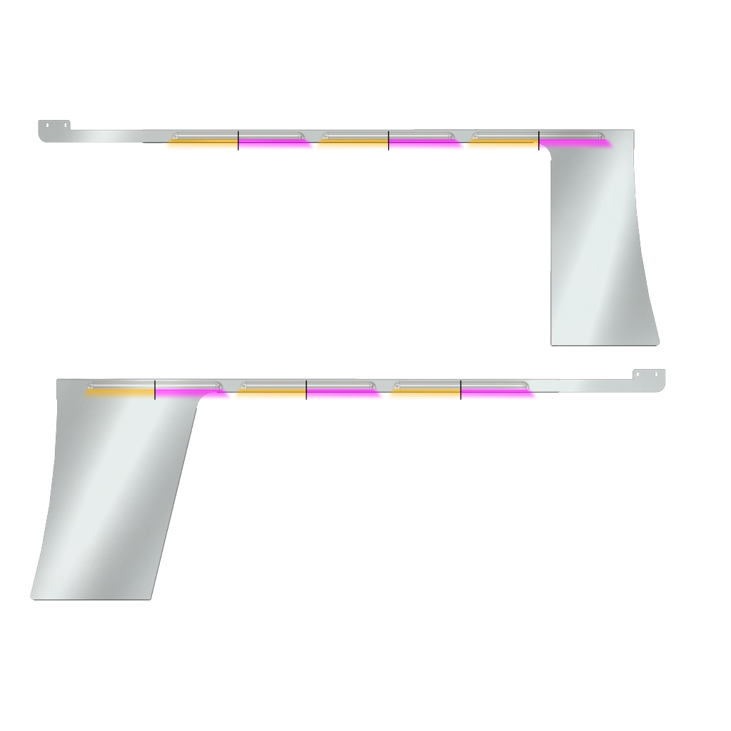 PB. 389 Long Hood Louvered Cab & Cowl Panel Kit (2013+) - Dual Glow Strips (Amber/Pink) | 1.3125" Face