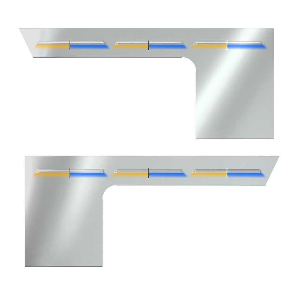 PB. 379 Louvered Cab & Cowl Panel Kit (1987+) - Dual Glow Strips (Amber/Blue) | 6" Face