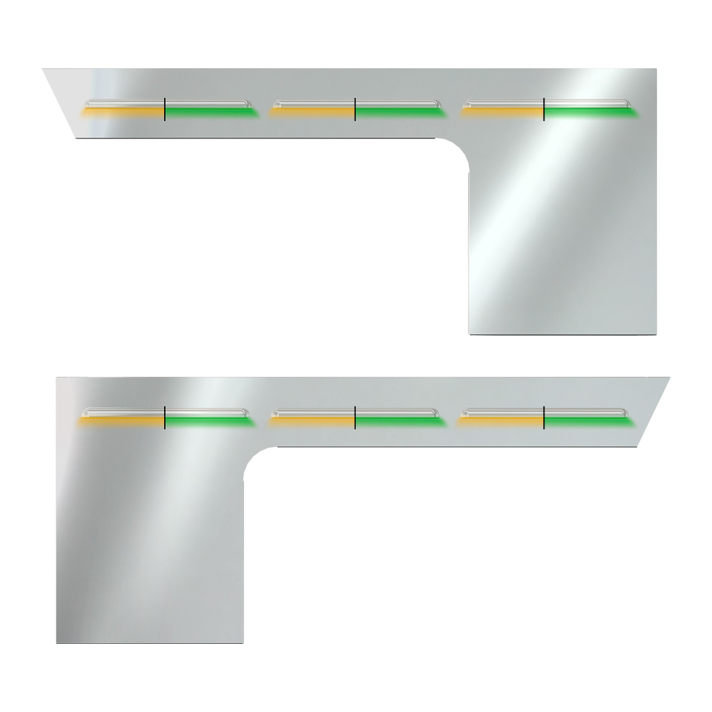 PB. 379 Louvered Cab & Cowl Panel Kit (1987+) - Dual Glow Strips (Amber/Green) | 6" Face