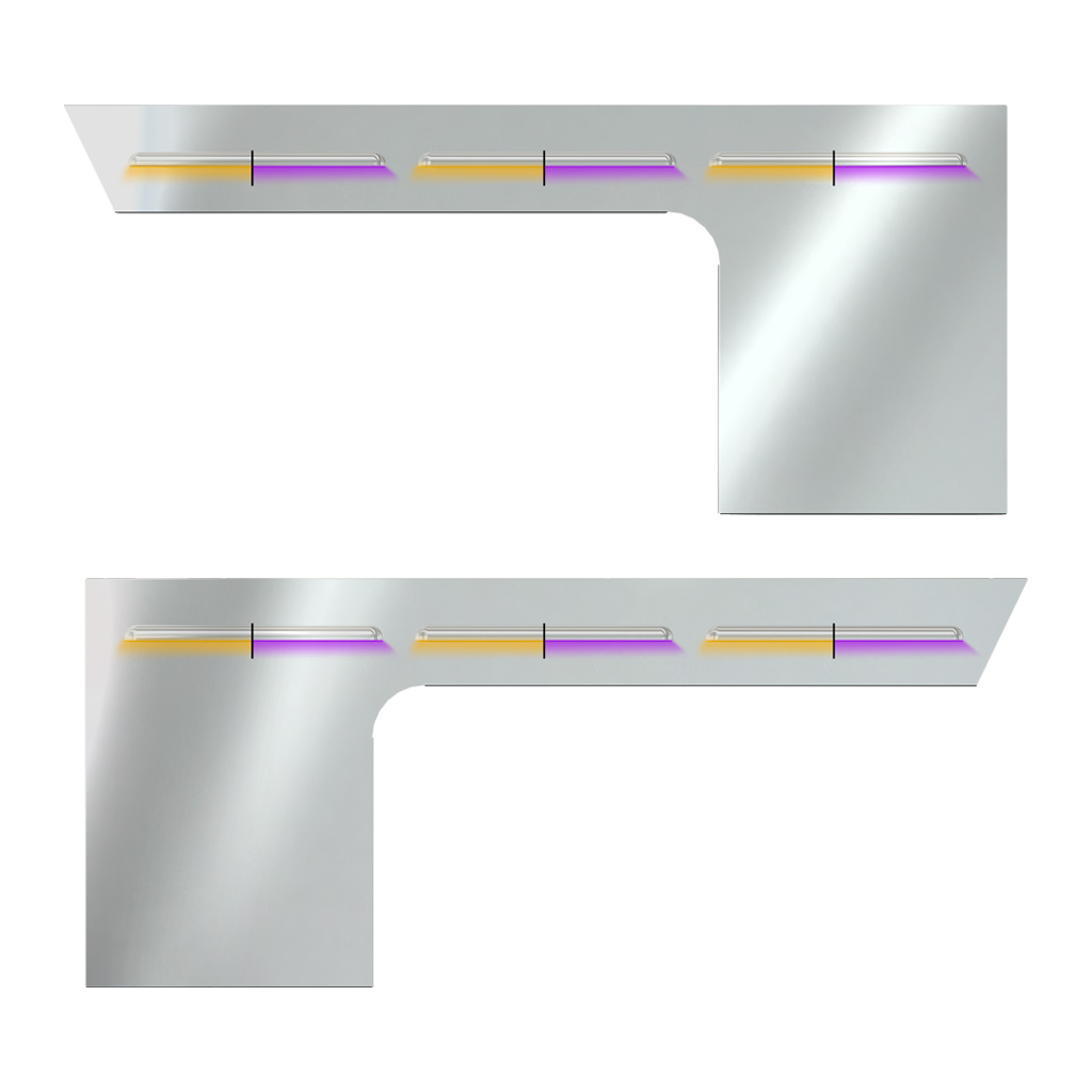 PB. 379 Louvered Cab & Cowl Panel Kit (1987+) - Dual Glow Strips (Amber/Purple) | 6" Face