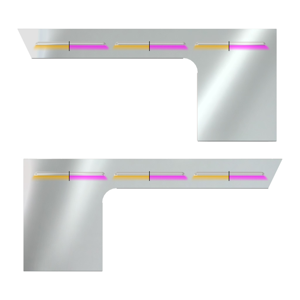 PB. 379 Louvered Cab & Cowl Panel Kit (1987+) - Dual Glow Strips (Amber/Pink) | 6" Face