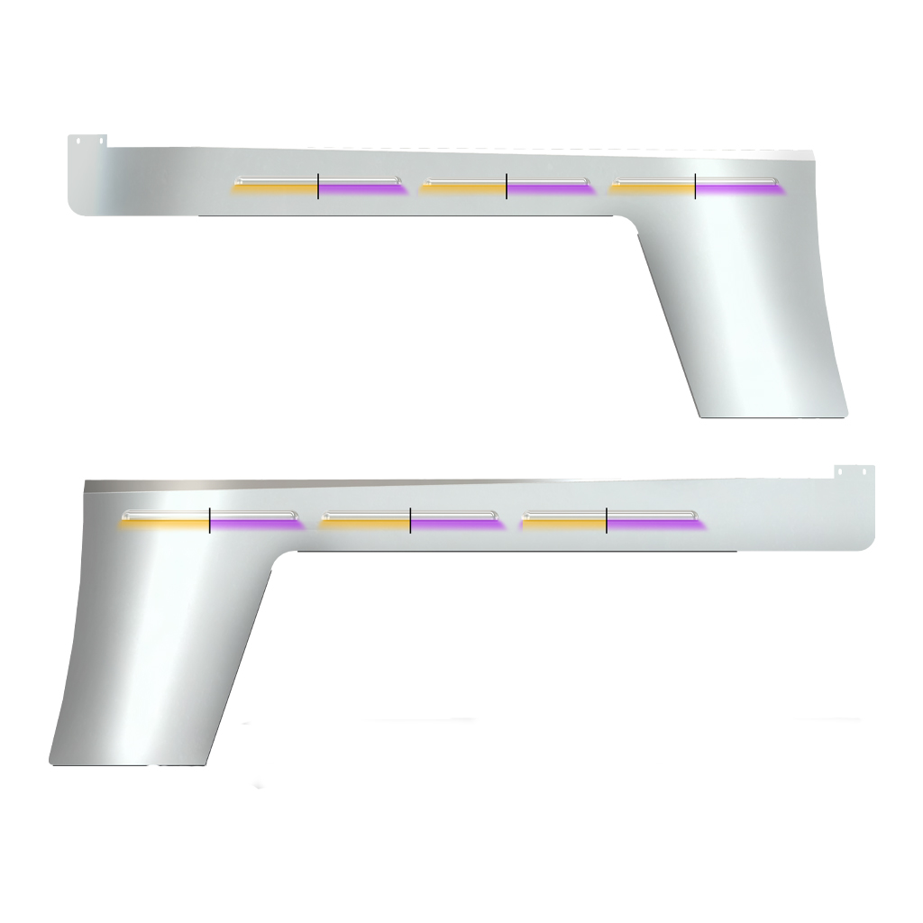 PB. 389 Long Hood Glider Louvered Cab & Cowl Panel Kit ( 2007+) - Dual Glow Strips (Amber/Purple) | 6" Face