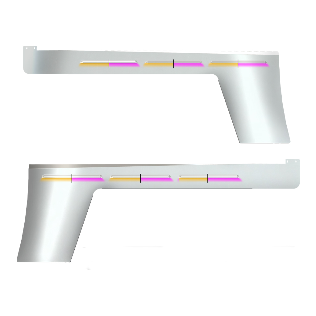 PB. 389 Long Hood Glider Louvered Cab & Cowl Panel Kit ( 2007+) - Dual Glow Strips (Amber/Pink) | 6" Face