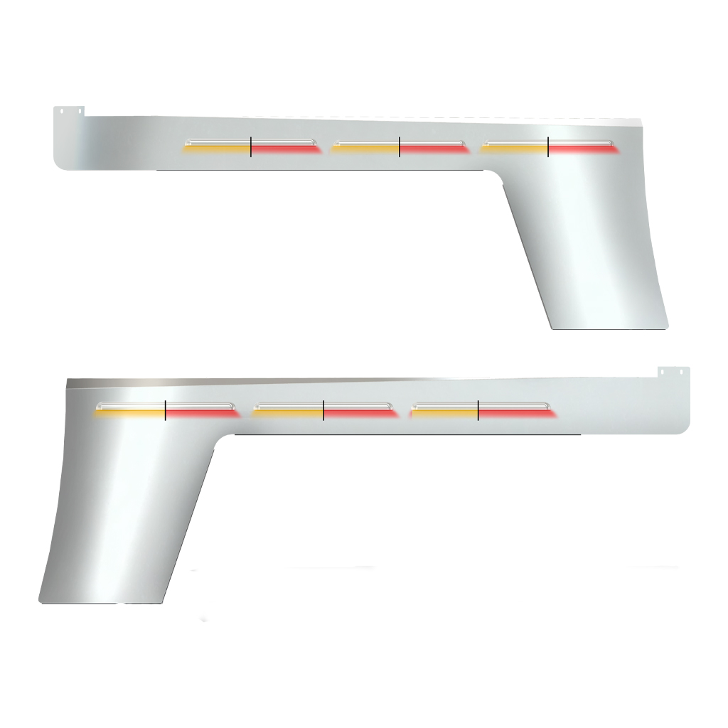 PB. 389 Long Hood Glider Louvered Cab & Cowl Panel Kit ( 2007+) - Dual Glow Strips (Amber/Red) | 6" Face