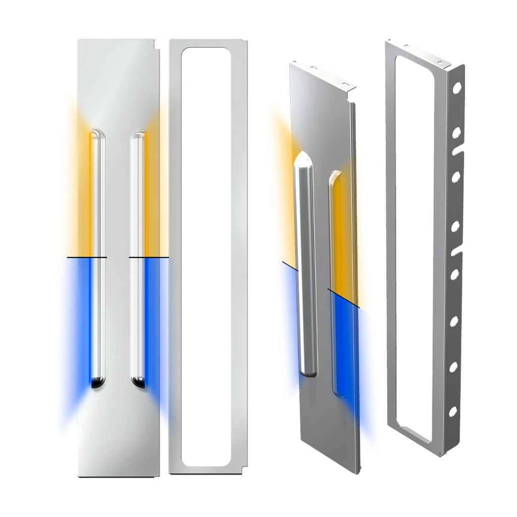 PB. Front 15" Non Painted Standard/Donaldson Air Cleaner Louvered LED Light Bar Kit (1987+) - Dual Glow Strips (Amber/Blue)