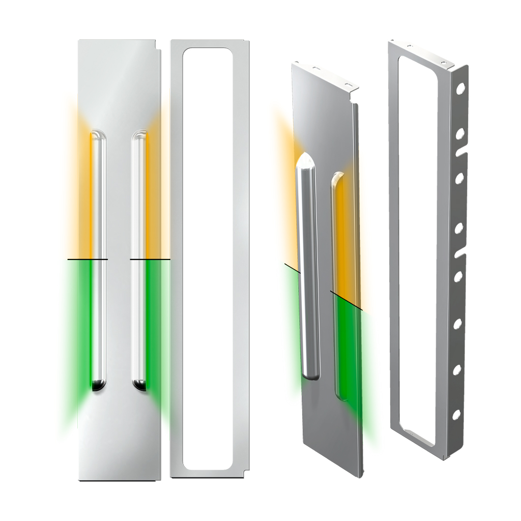 PB. Front 15" Non Painted Standard/Donaldson Air Cleaner Louvered LED Light Bar Kit (1987+) - Dual Glow Strips (Amber/Green)