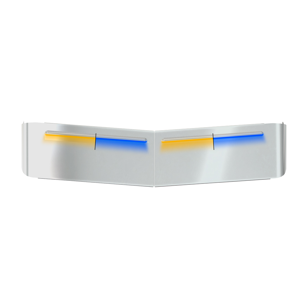 KW. 13" Curved Glass Post-Mount Louvered Sun Visor - Dual Glow Strips (Amber/Blue)
