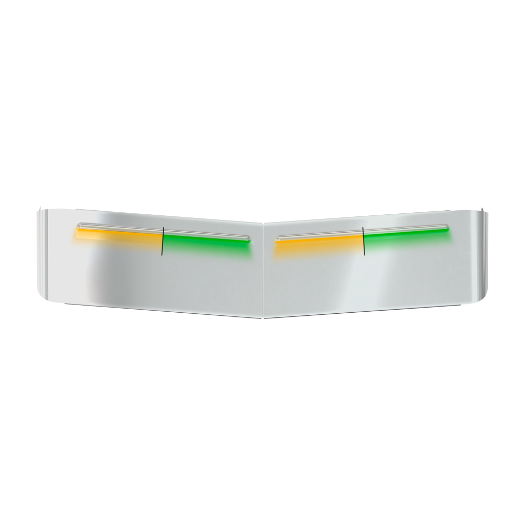 KW. 13" Curved Glass Post-Mount Louvered Sun Visor - Dual Glow Strips (Amber/Green)
