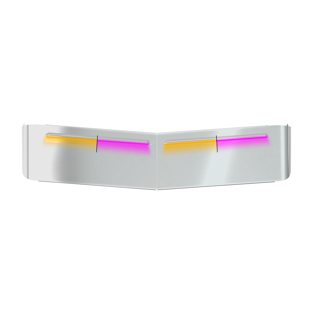 KW. 13" Curved Glass Post-Mount Louvered Sun Visor - Dual Glow Strips (Amber/Pink)