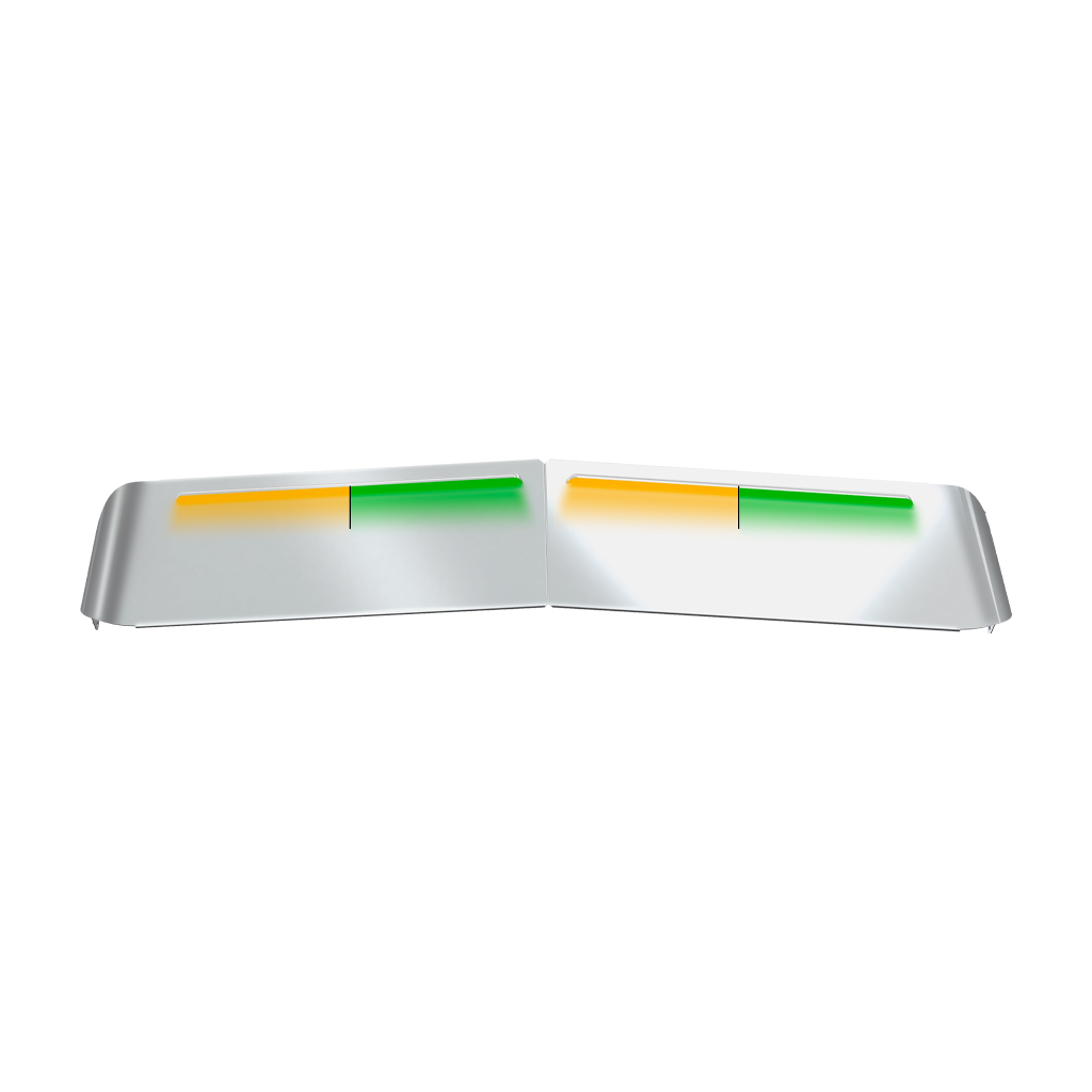 KW. 13" Flat Glass Post-Mount Louvered Sun Visor - Dual Glow Strips (Amber/Green)
