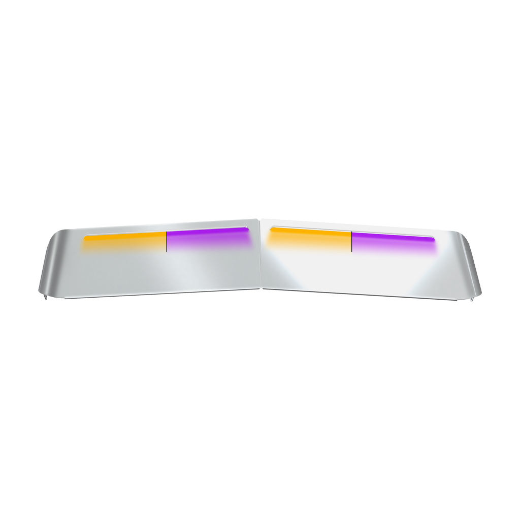KW. 13" Flat Glass Post-Mount Louvered Sun Visor - Dual Glow Strips (Amber/Purple)