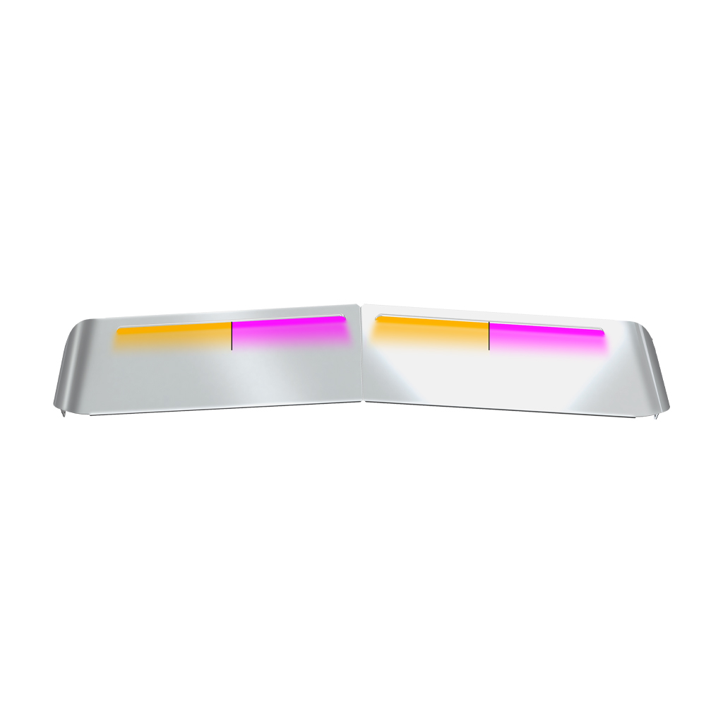 KW. 13" Flat Glass Post-Mount Louvered Sun Visor - Dual Glow Strips (Amber/Pink)