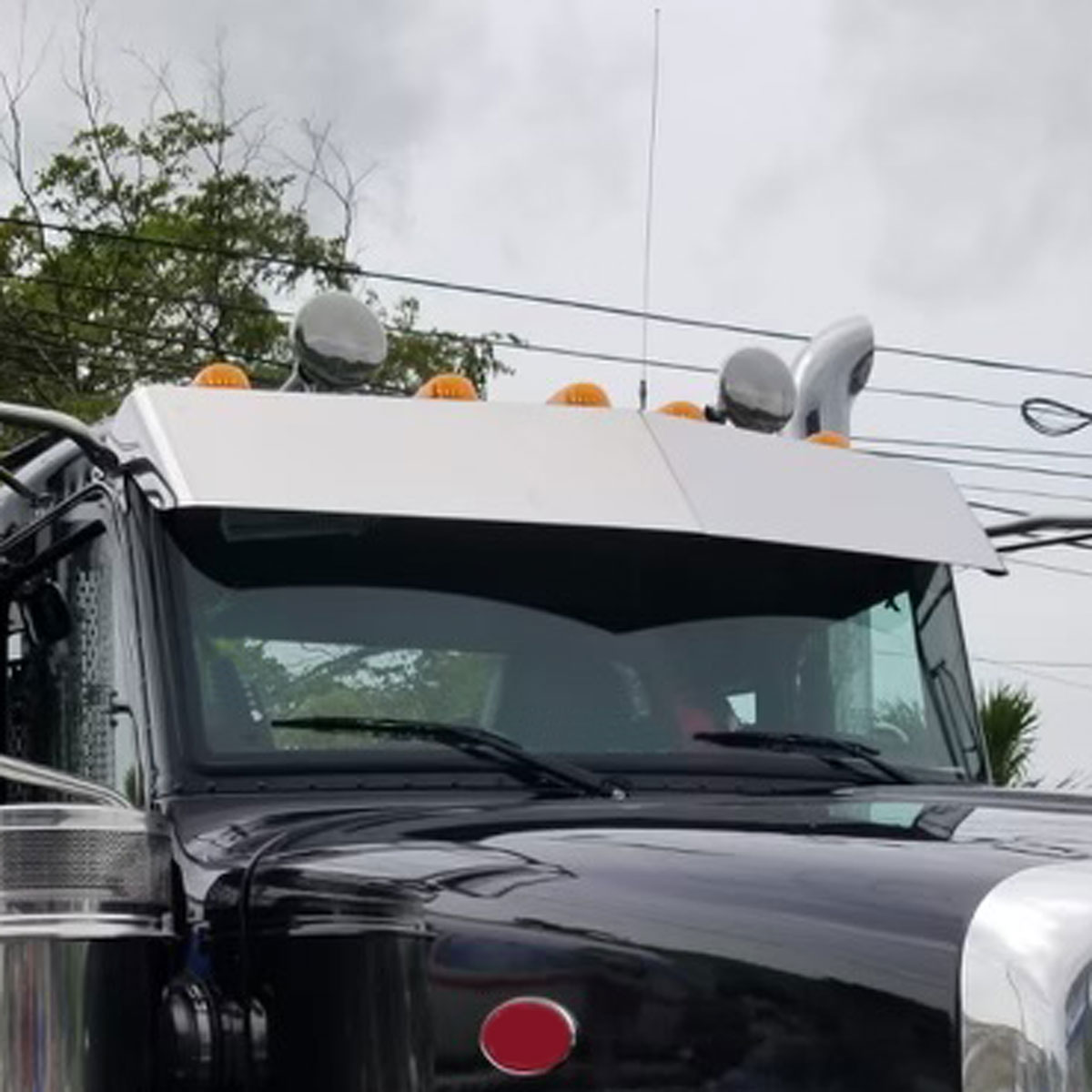 PB. 13.5" Low Roof Curved Glass Sun Visor (1987+) - Boltless