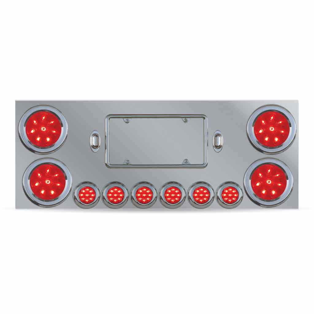 LED Rear Center Panel - 4" & 2" LEDs (Red Lens) | Stainless Steel
