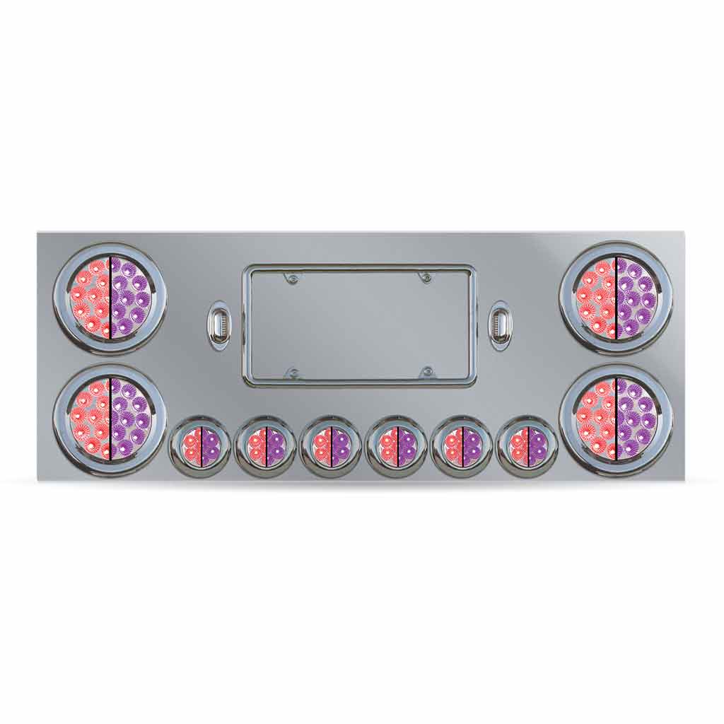 Dual LED Rear Center Panel - 4" & 2" Dual LEDs (Clear Lens) | Stainless Steel - Thumbnail 2